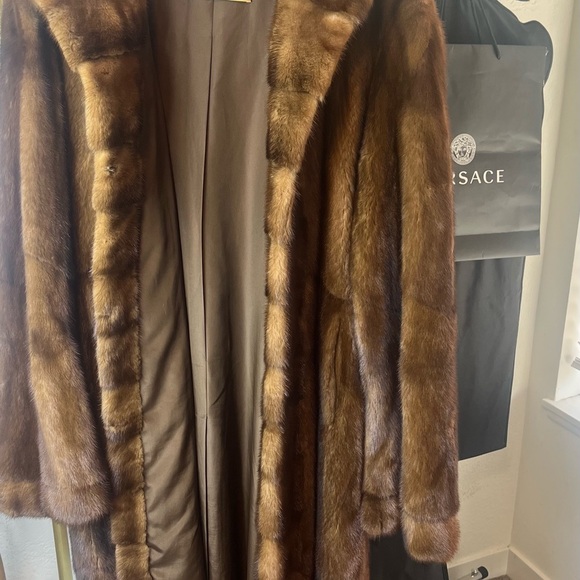 dennis basso Jackets & Blazers - DENNIS BASSO Real Fur Full Length Hooded Fur Coat